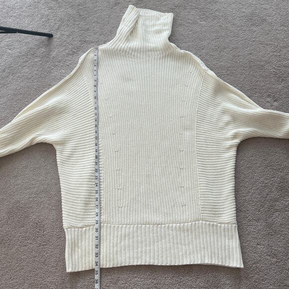 Free People Cocoa Sweater Oversized Tunic Mini Dress Cream Chunky Sz Large Stain - Picture 6 of 7